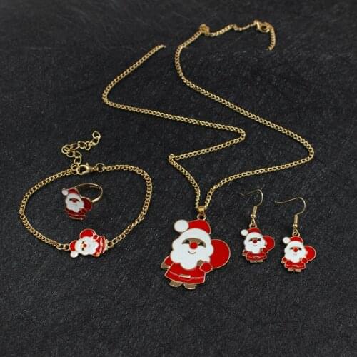 Cute Santa Claus Pendant Necklace Set of 4 Jewelry Exquisite Fashion as a Christmas Gift for Friends