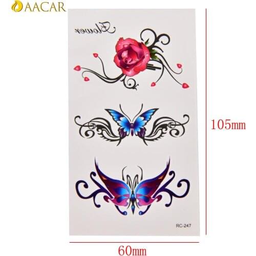 Stickers Rose Flower Waterproof Fake Tatoo Henna Tools Sexy Butterfly 3D Garland Temporary Tattoo Body Art Flash Tattoo