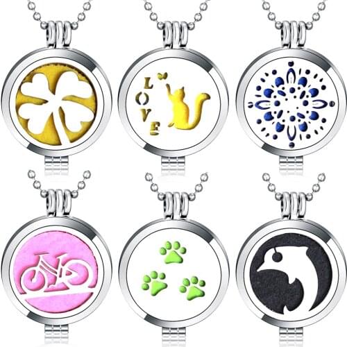 2021 New Aromatherapy Jewelry Bicycle Necklace Essential Oil Diffuser Open Perfume Locket Pendant For Women Fashion Accessories