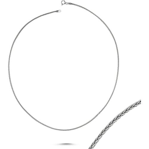 Silverlina Silver 40 Micron Oxidized Spike Chain Necklace