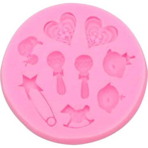 Silicone Baking Mold Food Grade Material Baby Theme Splicable Puzzle Cake Mold DIY Cake Decoration 1Pc Baby Carriage Baking Pan