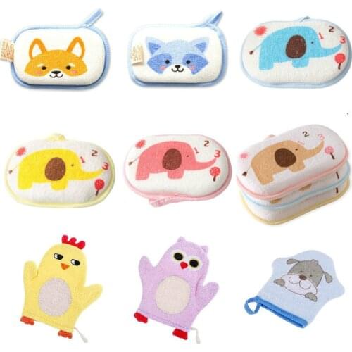 Newborn Baby Kids Cute Cotton Shower Bath Sponge Rub Cartoon Body Wash Towel Infant Toddle Kids Bath Brushes Towel Accessories