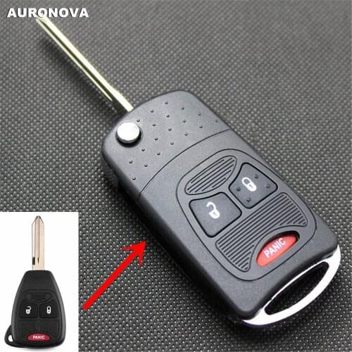 AURONOVA New Upgrade Folding Key Shell for Chrysler Aspen Pt Cruiser Dodge Caliber Dakota Jeep 2+1 Buttons Remote Car Key Case