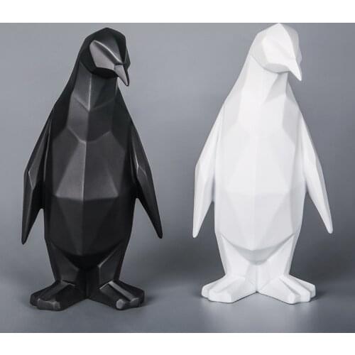 Penguin Resin Statue Nordic Figurine Creative Sculpture Geometric Statues for Decoration Animal Penguin Abstract Home Decor
