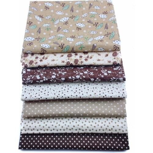 Syunss 50cm*50cm 7pcs Coffee 100% Cotton Fabric for DIY Sewing Patchwork Quilting Tilda Doll Cloth Textiles Kids Bedding Tissue