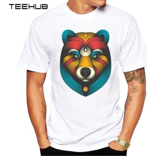 TEEHUB Mens New Fashion Geometic Bear Design Short Sleeve T-Shirt Cool Tops Hipster Tee Shirts