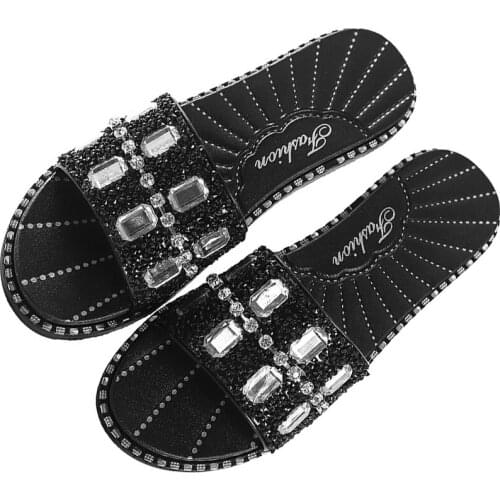 Outdoor women slippers 2020 summer new slippers women fashion cool 8 diamond flat bottom wearing a word slippers