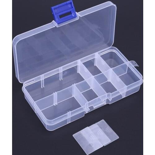 1PCS 10 Grid Transparent PP Plastic DIY Tool Convenience Storage Box With Removable Parts Fishing Gear Box For Fishing