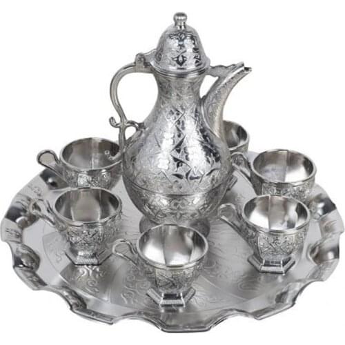 10 Pieces Zamzam Set Household Water Bottle Ottoman Lid Turkish Arab Ethnic Pattern Durable Liquor Drink European Modern