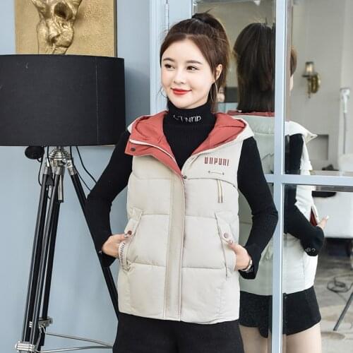 Womens Sleeveless Jackets Hooded Solid Zipper Casual Plus Size Ladies Vest Autumn Winter Pockets Waistcoat for Female 2021