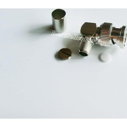 1Pcs BNC male right angle 90 degree plug Crimp for RF RG5 RG6 5D-FB LMR300 Coaxial Cable Connector