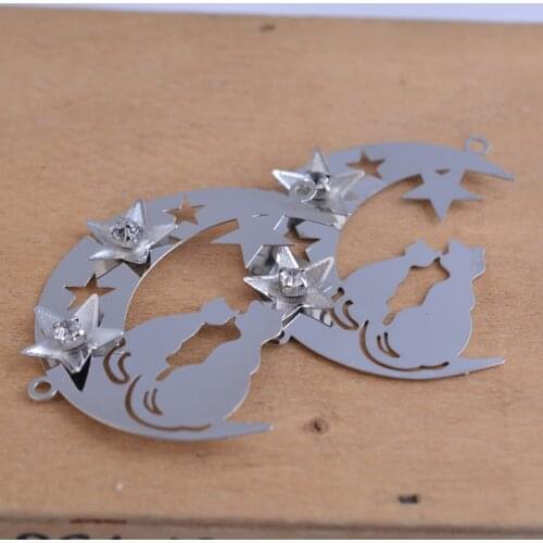 10pcs 30mm*38mm wholesale cats star moon brass spacer 3D diy hang decorations accessories parts for pendant necklace findings