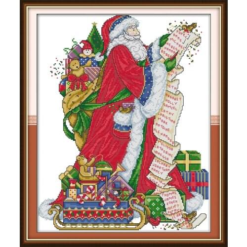Joy Sunday Santa Claus 13 Chinese Cross Stitch Kits Ecological Cotton Clear Stamped Printed 11CT DIY Christmas Decorations Gift