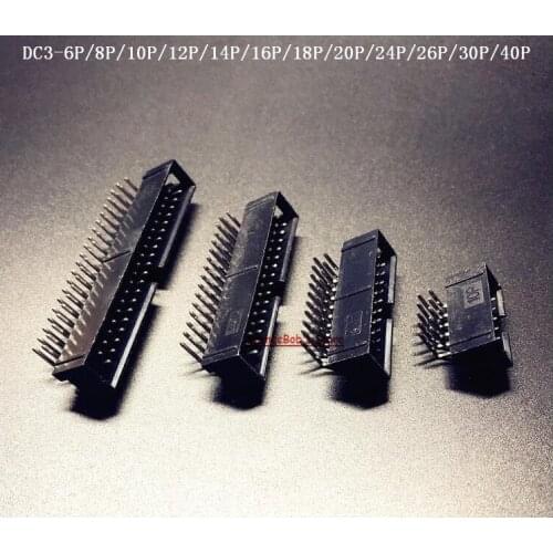 15-20pcs/Lot DC3-6P/8P/10P/12P Socket Elbow Double Row IDC Box Connector 2.54mm Pitch Box Headers Female Connector