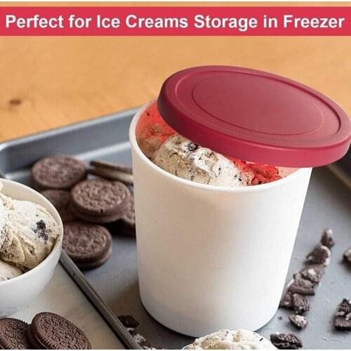 2Pcs Premium Ice Cream Containers 1 Quart Perfect Freezer Storage Tubs with Lids for Ice Cream Sorbet and Gelato