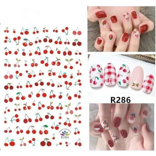 3D Floral Nail Sticker Adhesive Plants Lovely Strawberry Flowers Nail Transfer Sticker Decals Nail Art Decoration Nail Decals