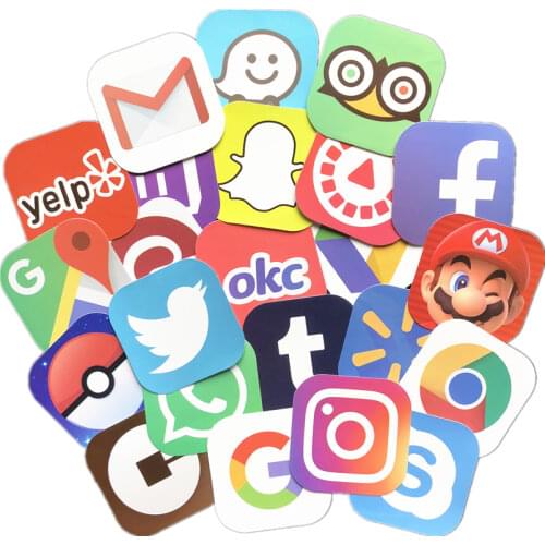 51 Pcs Hot Cartoon Apps Stickers Waterproof Skateboard Motorcycle Guitar Luggage Laptop Bicycle Sticker Kids Toys