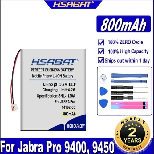 HSABAT 14192-00, AHB412434PJ 800mAh Battery for Jabra Pro 9400, 9450, 9460, 9465, 9470 Batteries