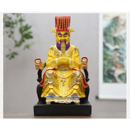 38CM Large Asia Home store COMPANY talisman exorcise evil spirits Good luck golden Dragon KING LONG WANG God FENG SHUI statue