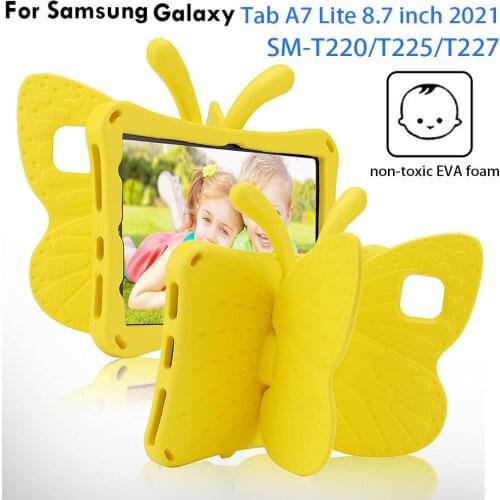 EVA Case for Samsung Galaxy Tab A7 Lite SM-T220/T225/T227 2021 Kids Butterfly Stand Tablet Cover 8.7" Non-toxic Shockproof Case