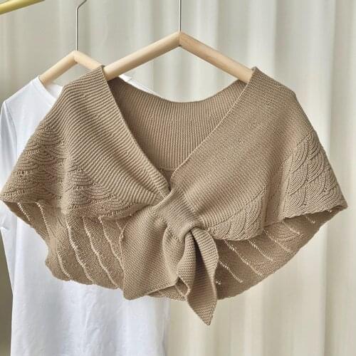 Ladies Wind Mermaid Shawl Take Fake Collar Wool Knitted Shawl Outside The Air-conditioned Room