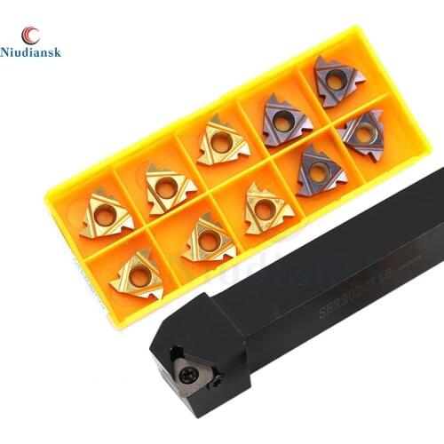 1pc SER1212 SER1616H16 SER2020 2525 SEL Thread Turning Tool Holder 10pcs 16ER AG60 16IR AG55 Carbide Inserts CNC Lathe Tool Set