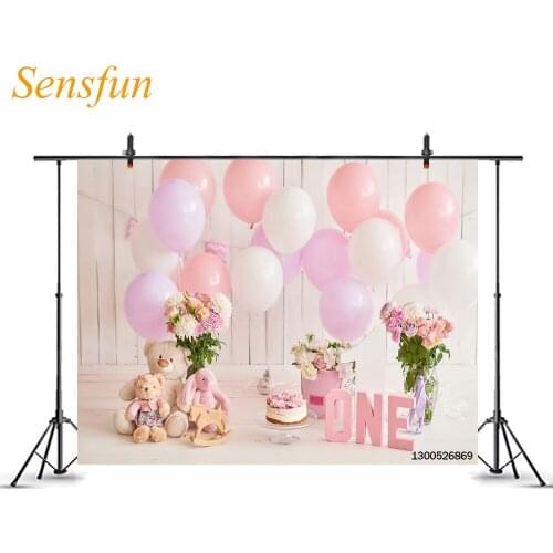 LEVOO Photography Backdrop 1st Birthday Cake Smash Toys Balloons Flowers Photo Background Photo Booth Photophone Photozone