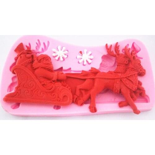 Deer sleigh cake molds soap chocolate mould for the kitchen baking FM053