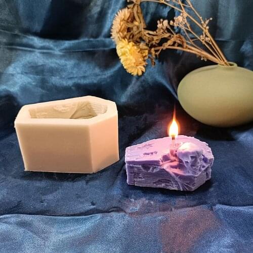 Coffin Casket Skull Candle Mold Halloween Party Ghost Silicone Clay Mould