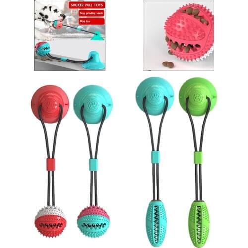 Pet Molar Bite Toy Dog Tug Rope Ball Chew Toy Suction Cup Blue Red Green