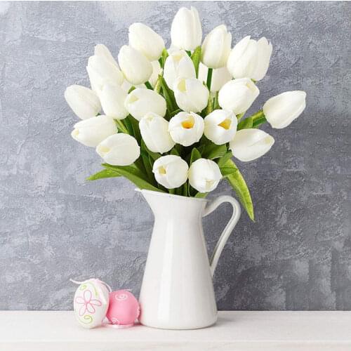 5Head Artificial Flowers Tulips Real Touch Flowers Soft PVC Fake Flower Home Wedding Decorations Fake Flower Tulip Bouquet Decor