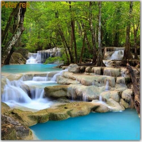 Peter ren Diy Diamond painting Cross stitch kit Three curtain waterfall Diamond embroidery 3d square full diamond mosaic picture