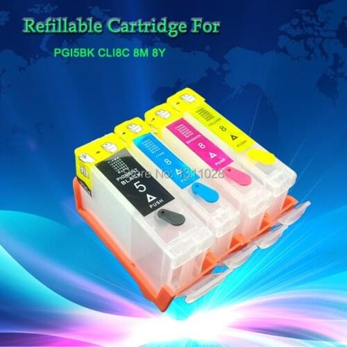INK WAY PGI-5BK CLI-8 C M Y chipped refillable cartridges ,ink refill kit for PIXMA IP3300 IX4000 IX5000,1SET,4PCS