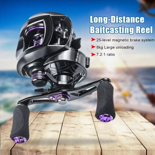 Baitcasting Reel 8KG Drag 12+1BB 7.2:1 Ratio Metal Spool Magnetic Brake System Bass Fishing Reel Saltwater Fishing Accessories