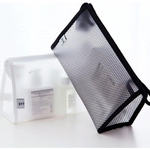 Travel Cosmetic Bag Small Package Simple Transparent Mesh Pencil Kid Case Gadget Bag Porta Caneta Environmentally Friendly 60A18