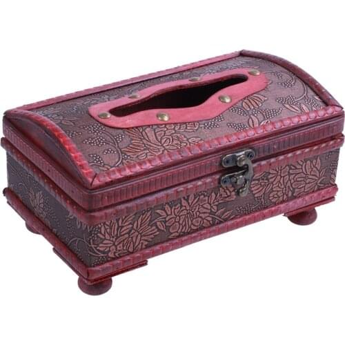 Hot YO-Elegant Crafted Wooden Antique Handmade Old Tissue Box Antique Tissue Box JXD