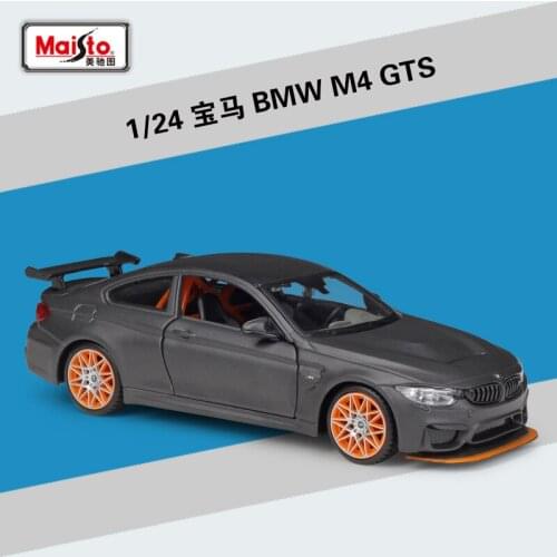 Maisto 1:24 Diecast M4 GTS Sport Car Grey Orange High Simulation Vehicle Alloy Metal Model Car