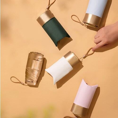 Little Golden Umbrella 14cm Palm Ultra Sunscreen Anti-UV Compact Thumb Umbrella 50% Off Parasol Sun Umbrella Female