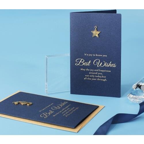 Copper Decoration Greeting Card Retro Metal Bronzing Handmade Birthday Card Thank You Grateful Blessing Christmas New Year Greet