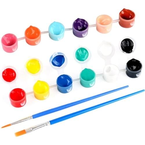 6/12Colors Acrylic Paint Water Brush Pigment Set For Clothing Textile Fabric Hand Painted Wall Plaster Painting Drawing For Kids