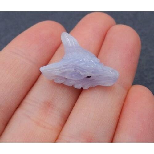 Natural Stone Blue Lace Agate Handmade Animal Wolf Head Necklace Pendant 26x18x10mm 4g Trendy Jewely Man Pendant Accessory