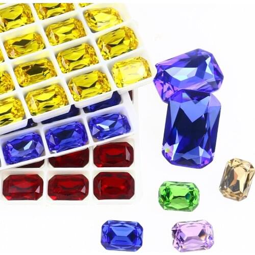 Octagon Strass Pointed Back Diamond Nail Decoration K9 Glass Crystal Rhinestones Applique 3D Gem For Clothes Glitter Stones