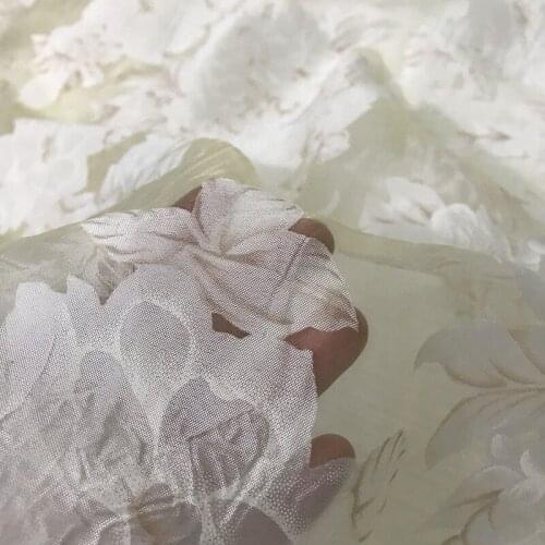 One meter High quality Organza tissu Jacquard embossing fabric High grade robe dress cheongsam shirt material