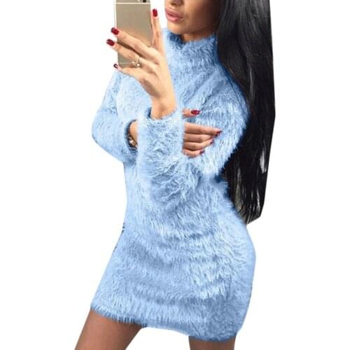 2020 Autumn Winter Tops and Pullovers Turtleneck Sweater Dress for Women Long Sleeve Knitted Sweaters Ladies Warm-Keep Clothing