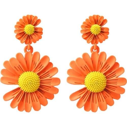 Pendientes Mujer Moda Limited Tin Alloy Brincos Web Celebrity Daisy Earrings With Korean Cute 2021 New Flower Pendant Jewelry