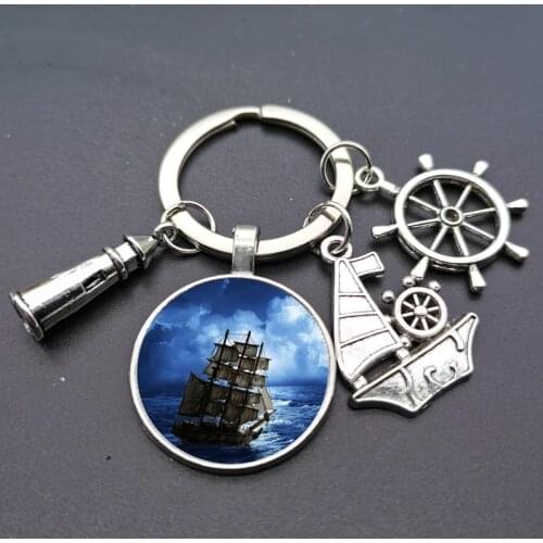 Pirate ship dome alloy keychain under the new fairy tale, the same style for men and women