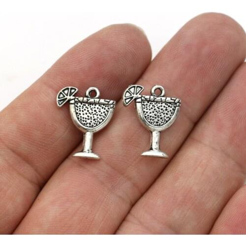 40pcs Antique Silver Plated Cups Charms Pendants for Jewelry Making Charm Bracelet DIY Handmade Craft 17x14mm