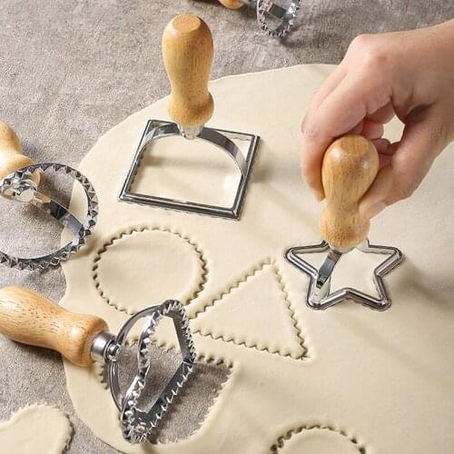 DIY Cutter Biscuit Mold With Wooden Handle Pastry Food Fondant Baking Mold Tool