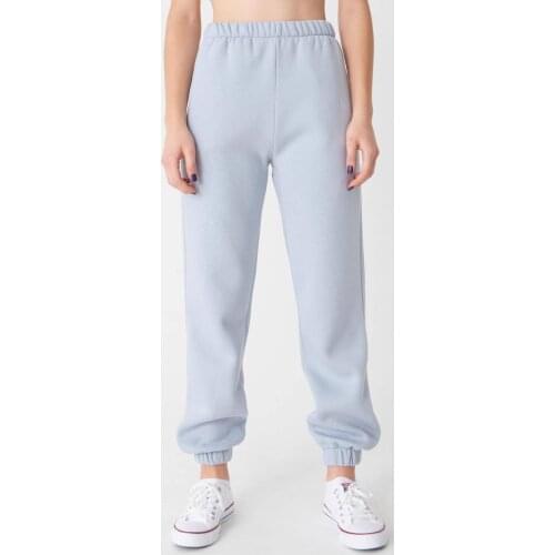 New season Elastic Waist Tracksuit Ice Blue color Women Sweatpants casual plush lining winter