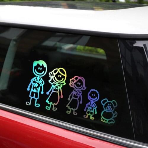 New Tancredy 23.3*12cm Big Family Fashion Creative Cartoon Car Sticker Windshield Decorative Decals
